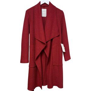 Bershka Womens Coat Size Small Red Wool Blend Waterfall Collar NWT